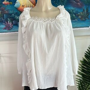Elegant Victoria secret White Ruffle Blouse size XS New